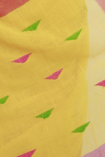 Yellow Pure Cotton Clasic_Than Hand Loom Saree (806)